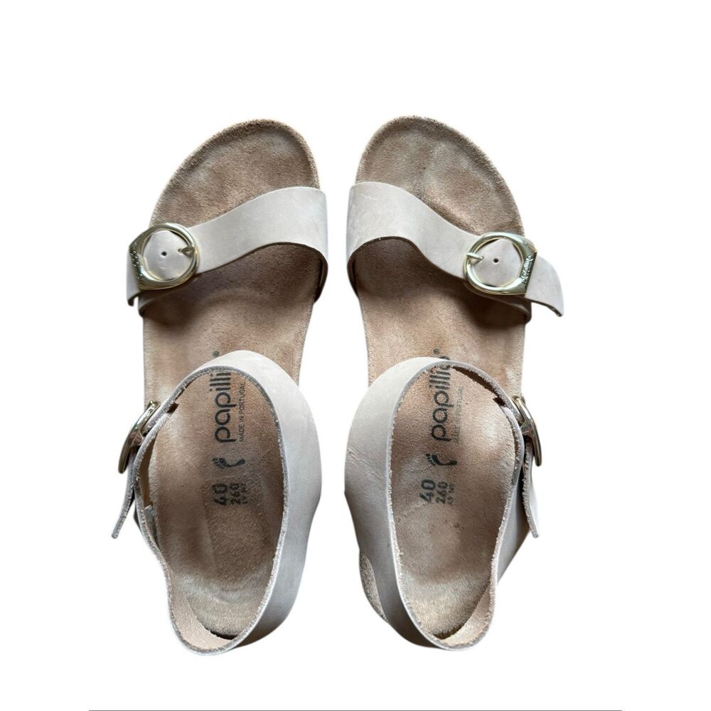 Birkenstock Papillio Soley Ring Buckle Wedge Sandal Size 40 Nubuck Leather